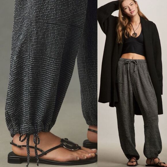 dRA Los Angeles Fog Blue Gingham Parachute Pants | Medium | Anthropologie - Picture 3 of 14